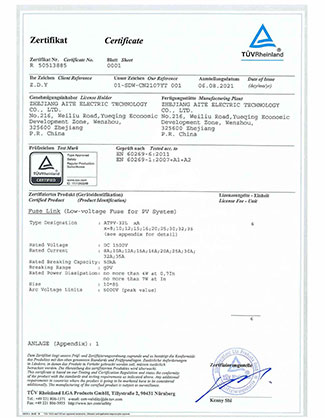 TUV-1500V Fuse Link
